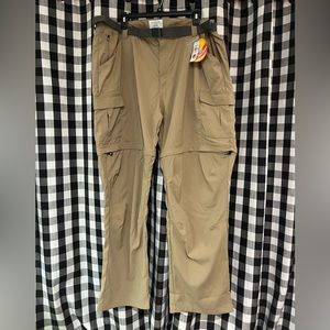 L L Bean Convertible Nylon Cargo Pants Zip-Leg Brn Driftwood MensXL SunSmart NWT